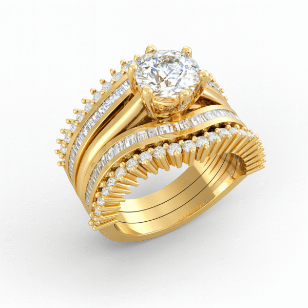 Royal Halo Cascade Bridal Set