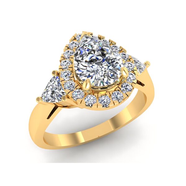 Trifecta Pear Halo Ring