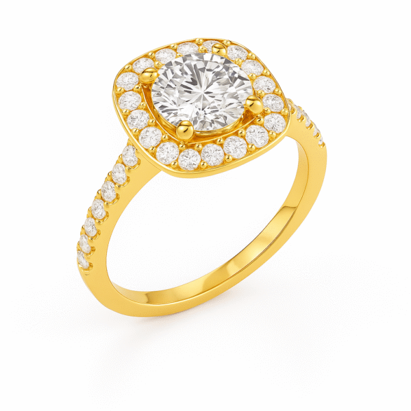 Aurora Cushion Halo Ring