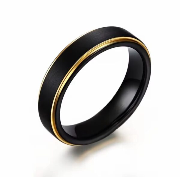 18K Yellow & Black Tungsten Ring